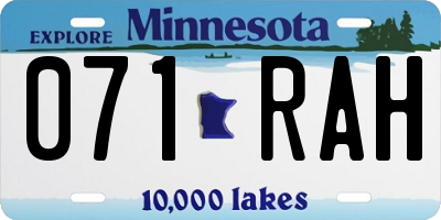 MN license plate 071RAH