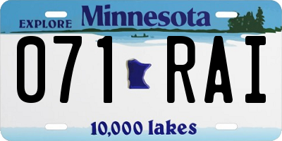 MN license plate 071RAI