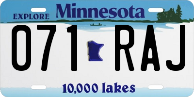 MN license plate 071RAJ