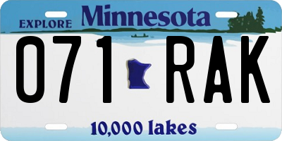 MN license plate 071RAK