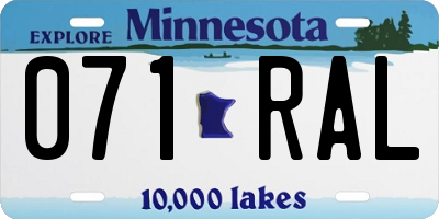 MN license plate 071RAL