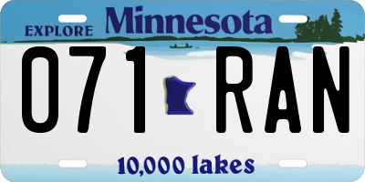 MN license plate 071RAN