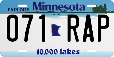 MN license plate 071RAP