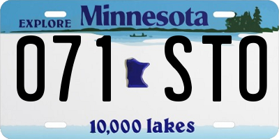 MN license plate 071STO