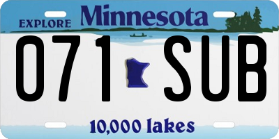 MN license plate 071SUB