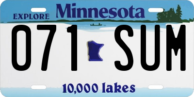 MN license plate 071SUM