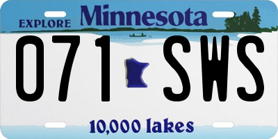 MN license plate 071SWS