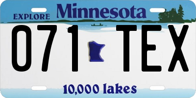 MN license plate 071TEX