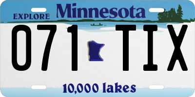 MN license plate 071TIX