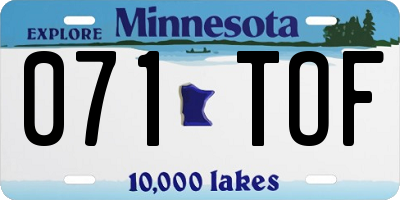 MN license plate 071TOF