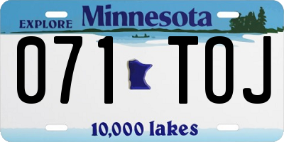 MN license plate 071TOJ