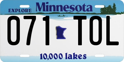 MN license plate 071TOL