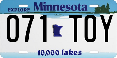 MN license plate 071TOY