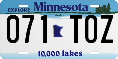 MN license plate 071TOZ