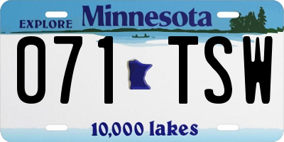 MN license plate 071TSW