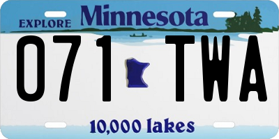 MN license plate 071TWA
