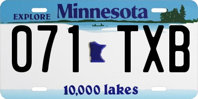 MN license plate 071TXB