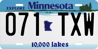 MN license plate 071TXW
