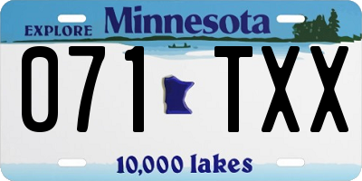 MN license plate 071TXX
