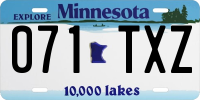 MN license plate 071TXZ