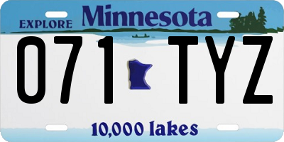 MN license plate 071TYZ