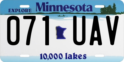 MN license plate 071UAV