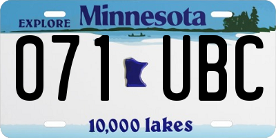 MN license plate 071UBC