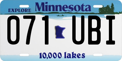 MN license plate 071UBI