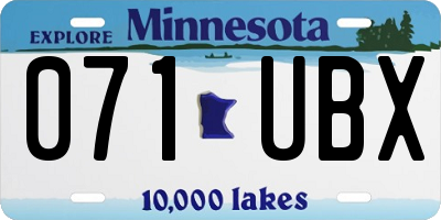 MN license plate 071UBX