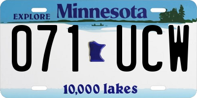 MN license plate 071UCW