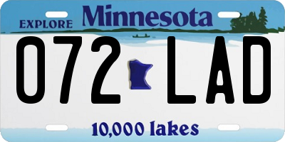 MN license plate 072LAD