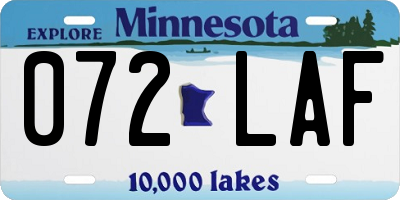 MN license plate 072LAF