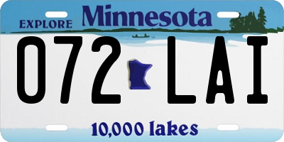 MN license plate 072LAI