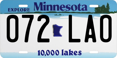 MN license plate 072LAO