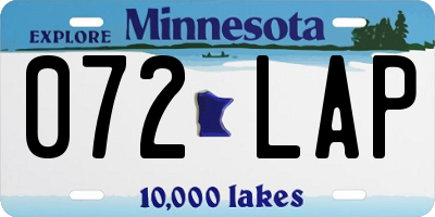 MN license plate 072LAP