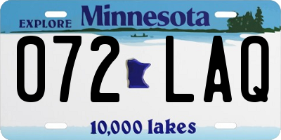 MN license plate 072LAQ