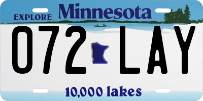 MN license plate 072LAY