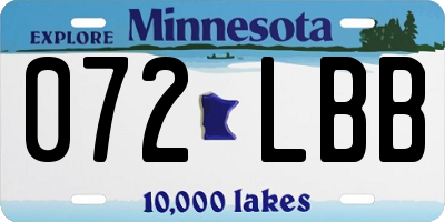 MN license plate 072LBB