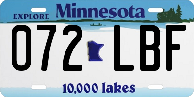 MN license plate 072LBF