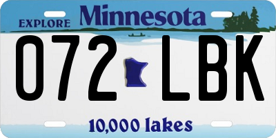 MN license plate 072LBK
