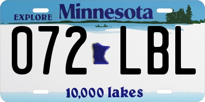 MN license plate 072LBL