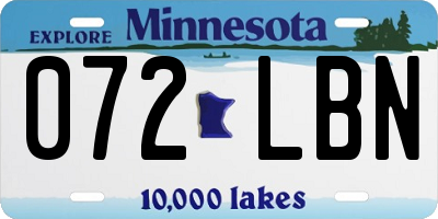 MN license plate 072LBN