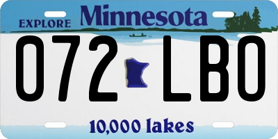 MN license plate 072LBO