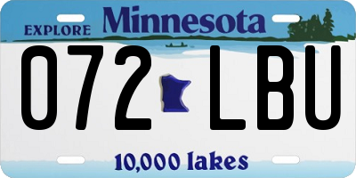 MN license plate 072LBU