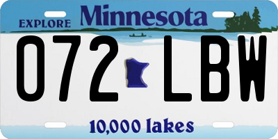 MN license plate 072LBW