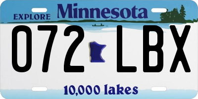 MN license plate 072LBX
