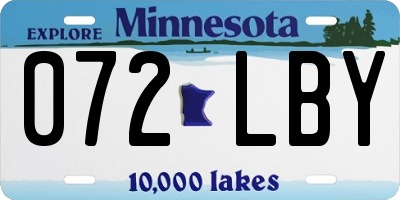 MN license plate 072LBY