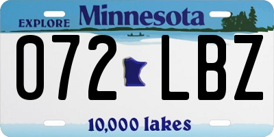 MN license plate 072LBZ