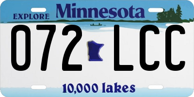 MN license plate 072LCC