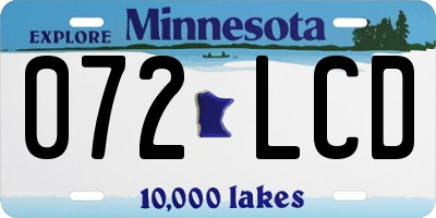 MN license plate 072LCD